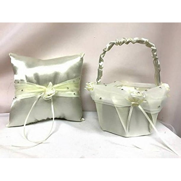 Sky Blue Wedding Pillow Basket Set Light Blue Flower Girl Basket Ring Bearer Sky Blue Wedding Pillow Basket Set Light Blue Flower Girl Basket Ring Bearer